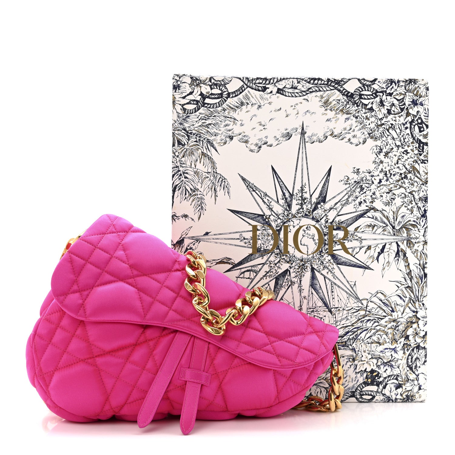 限定Dior Christian Dior X ERL Satin Cannage Micro Venice Saddle Bag Fuchsia