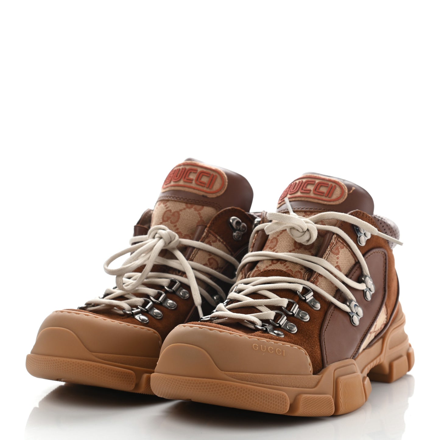 X SEGA Suede Calfskin GG Monogram Mens Flashtrek Sneakers 9.5 New Cuir Beige Ruggine