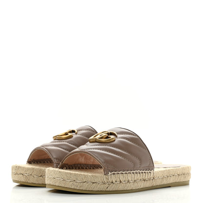 Gucci Nappa Matelasse GG Marmont Espadrille Slide Sandals 37 Porcelain Rose 3 of 10