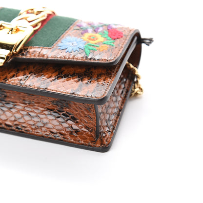 Gucci Elaphe Web Floral Embroidered Super Mini Sylvie Chain Shoulder Bag Cuir Multicolor 7 of 7