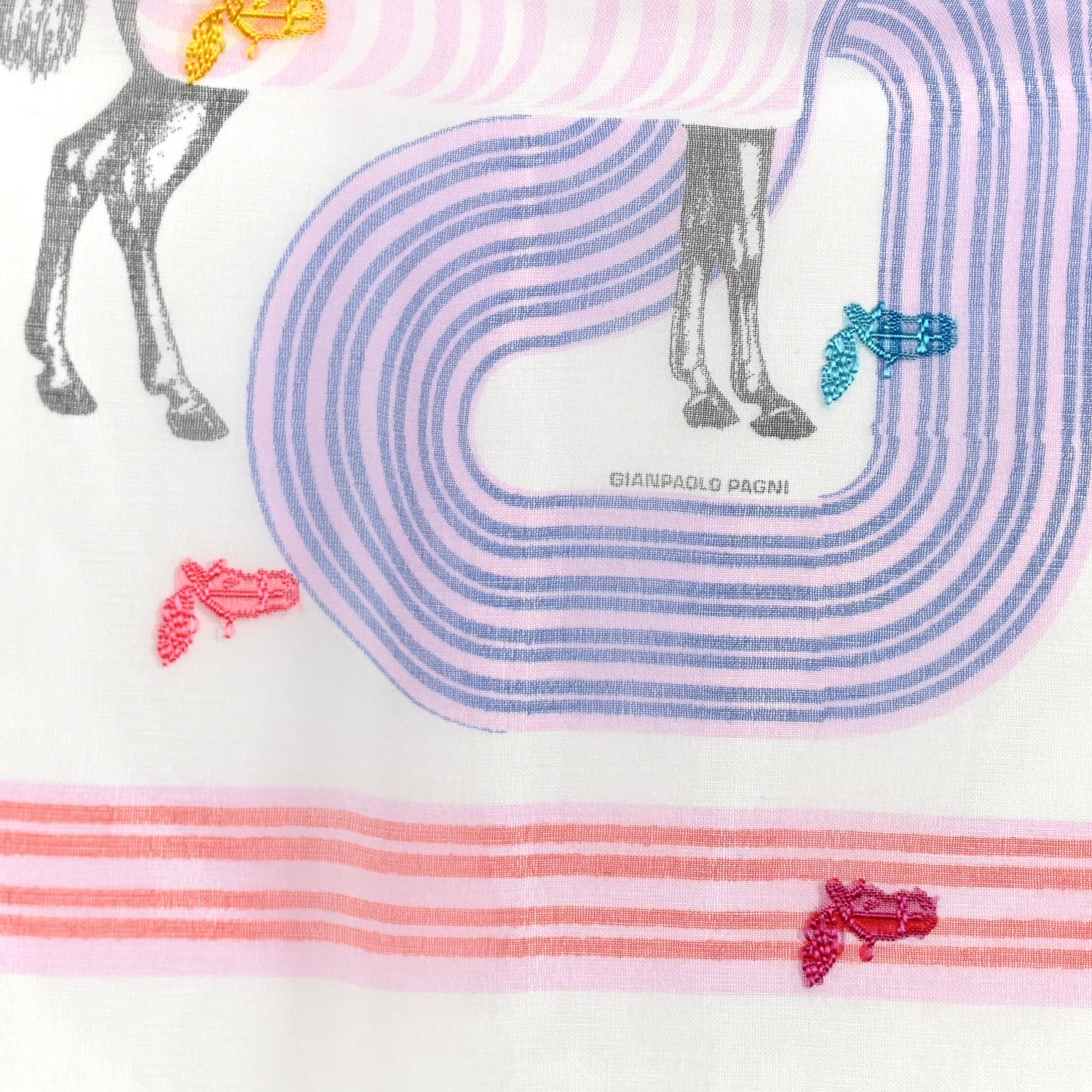 Hermes Silk Muslin Garde Robe Pop Scarf 80 White Multicolor 3 of 5