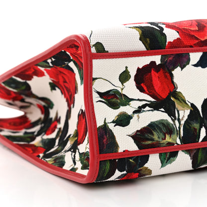 Dolce & Gabbana Canvas Roses Large Shopper Tote Red Multicolor 9 of 10