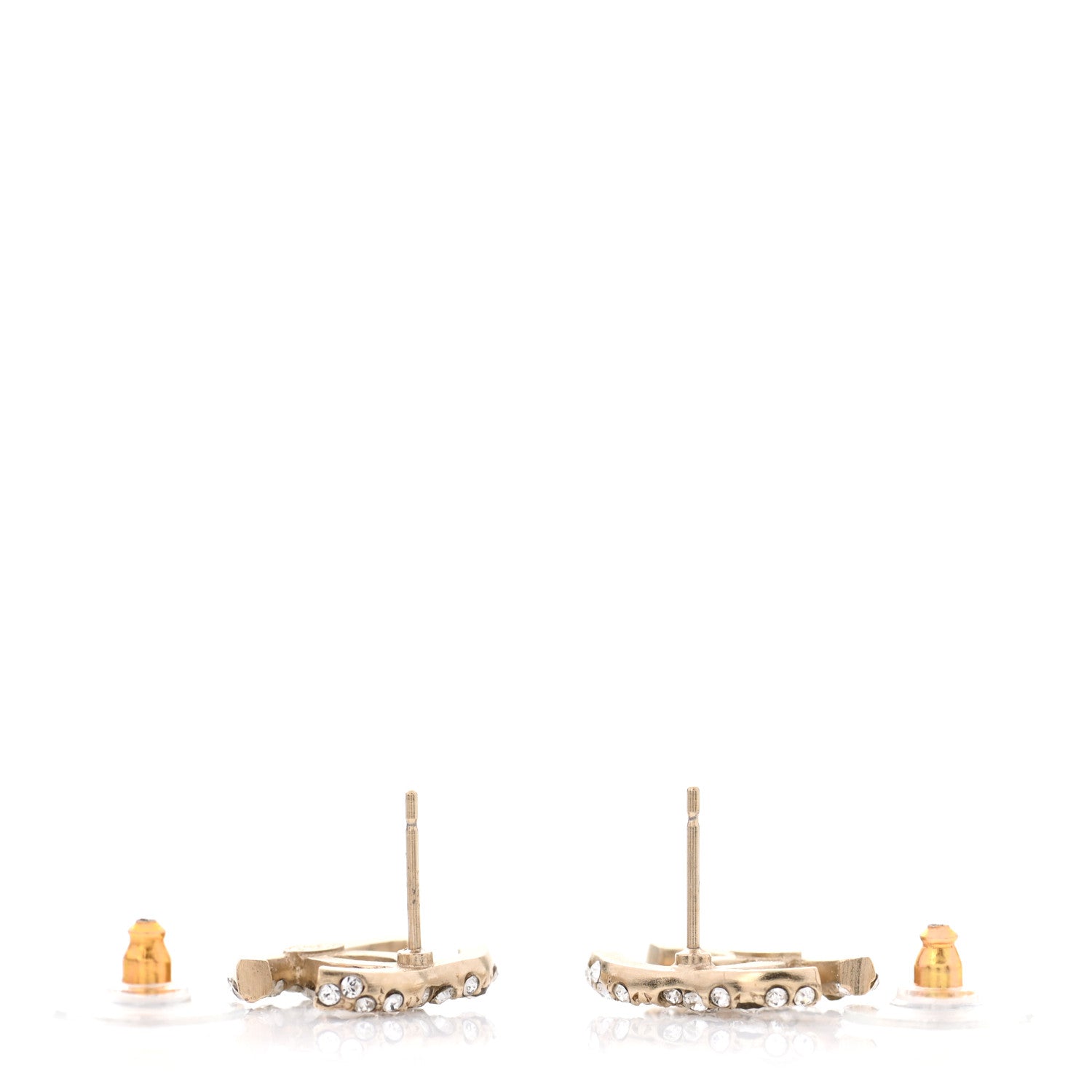 Chanel Crystal CC Earrings Gold 3 of 5