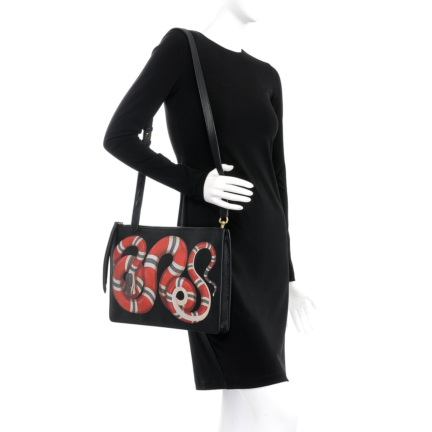 Calfskin Kingsnake Print Messenger Black