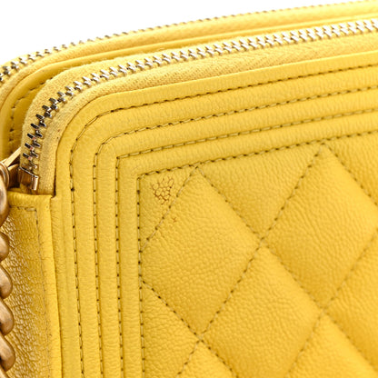 Chanel Caviar Quilted Small Boy Clutch With Chain Yellow 15 of 17