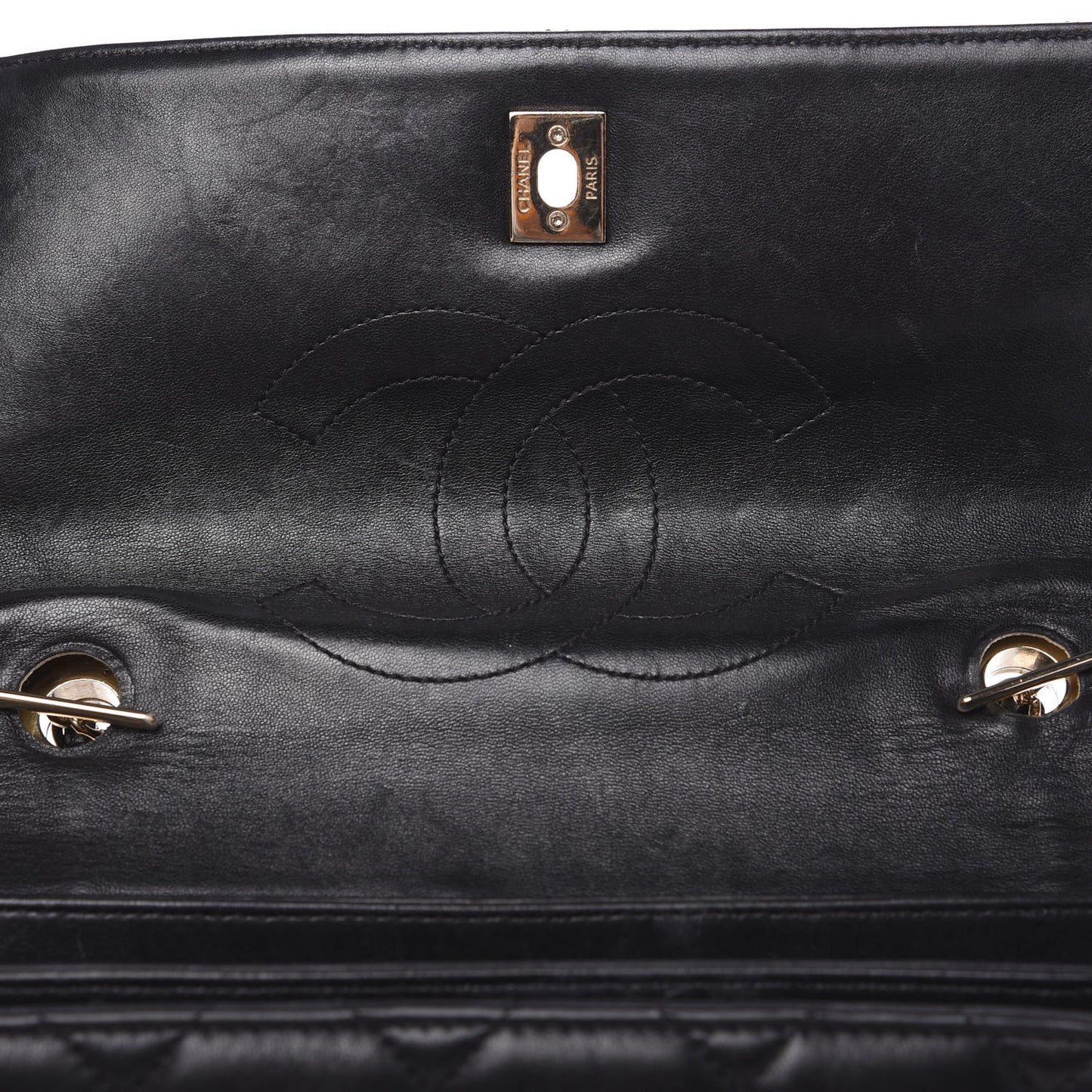 Lambskin Quilted Medium Trendy CC Flap Dual Handle Bag Black