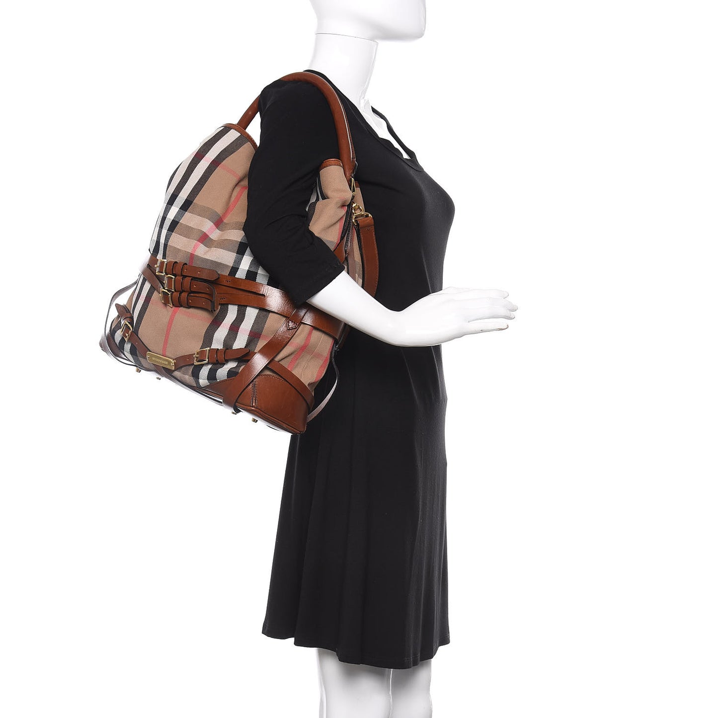 House Check Bridle Calfskin Medium Gosford Hobo Dark Tan