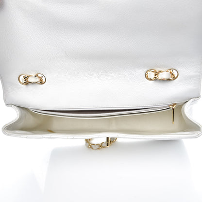 Chanel Caviar Quilted Jumbo Single Flap White 5 of 11
