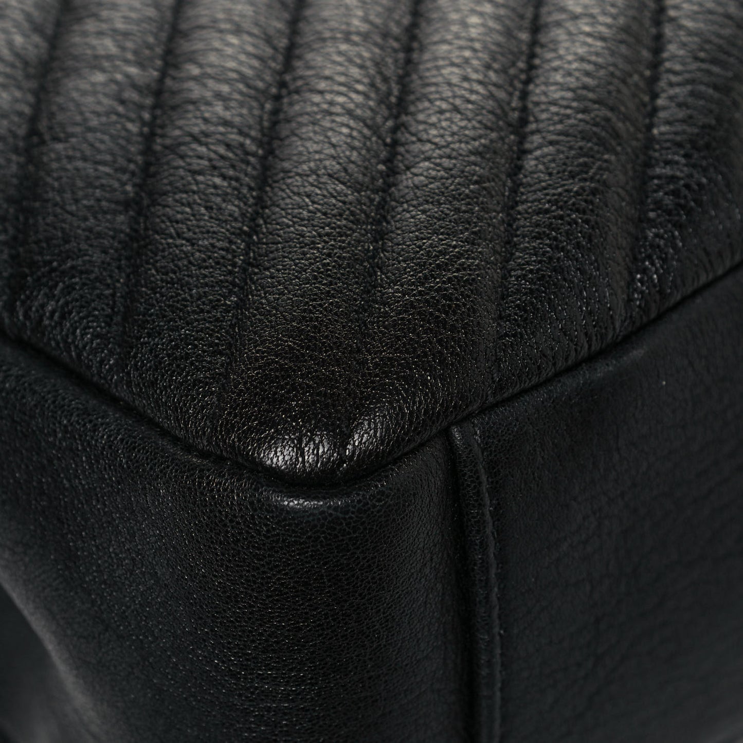 Sheepskin Matelasse Chevron Monogram Large College Satchel Black