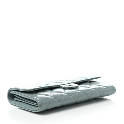 Chanel Caviar Quilted Large Gusset Flap Wallet Light Blue 4 of 9