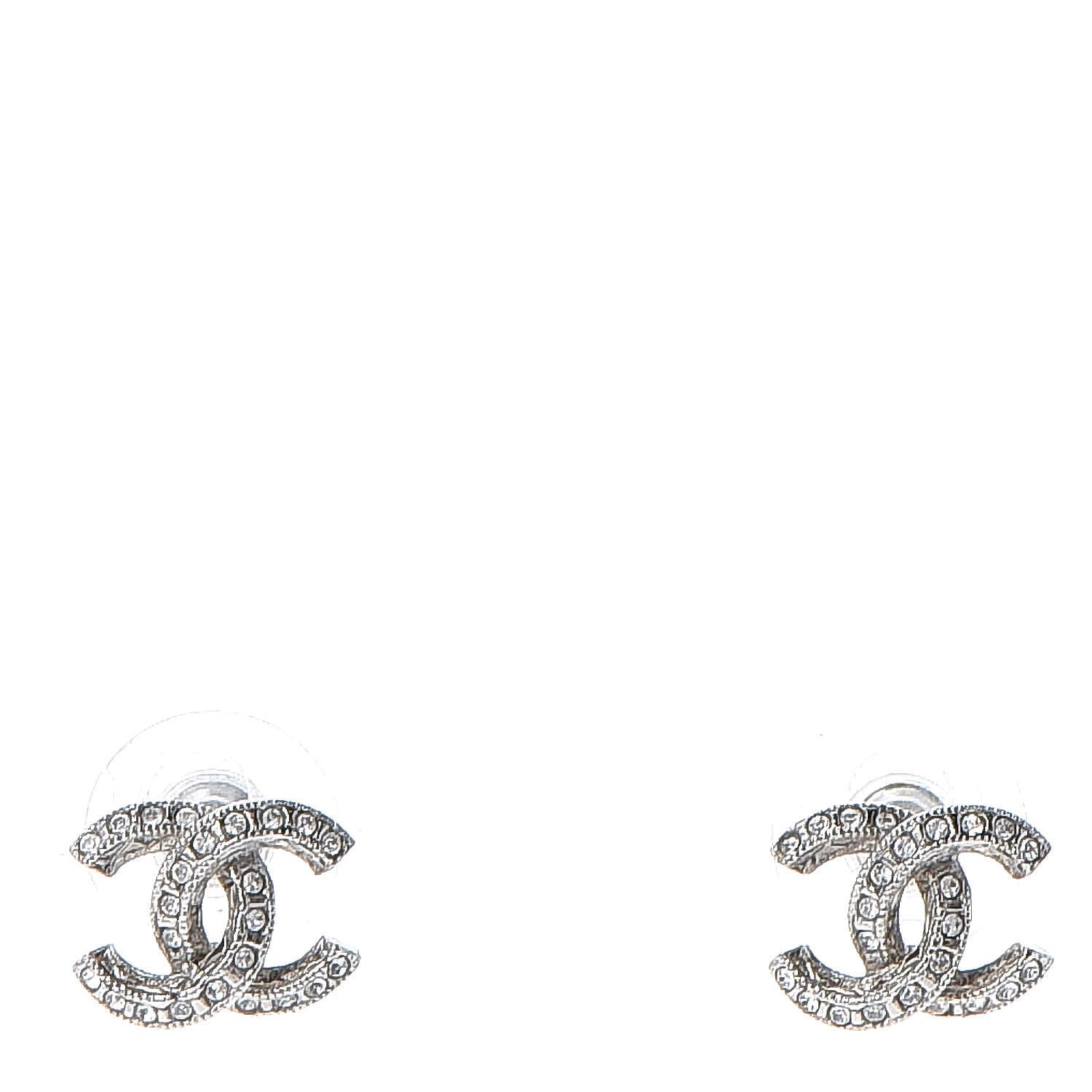 Chanel Crystal Mini CC Earrings Silver 1 of 5