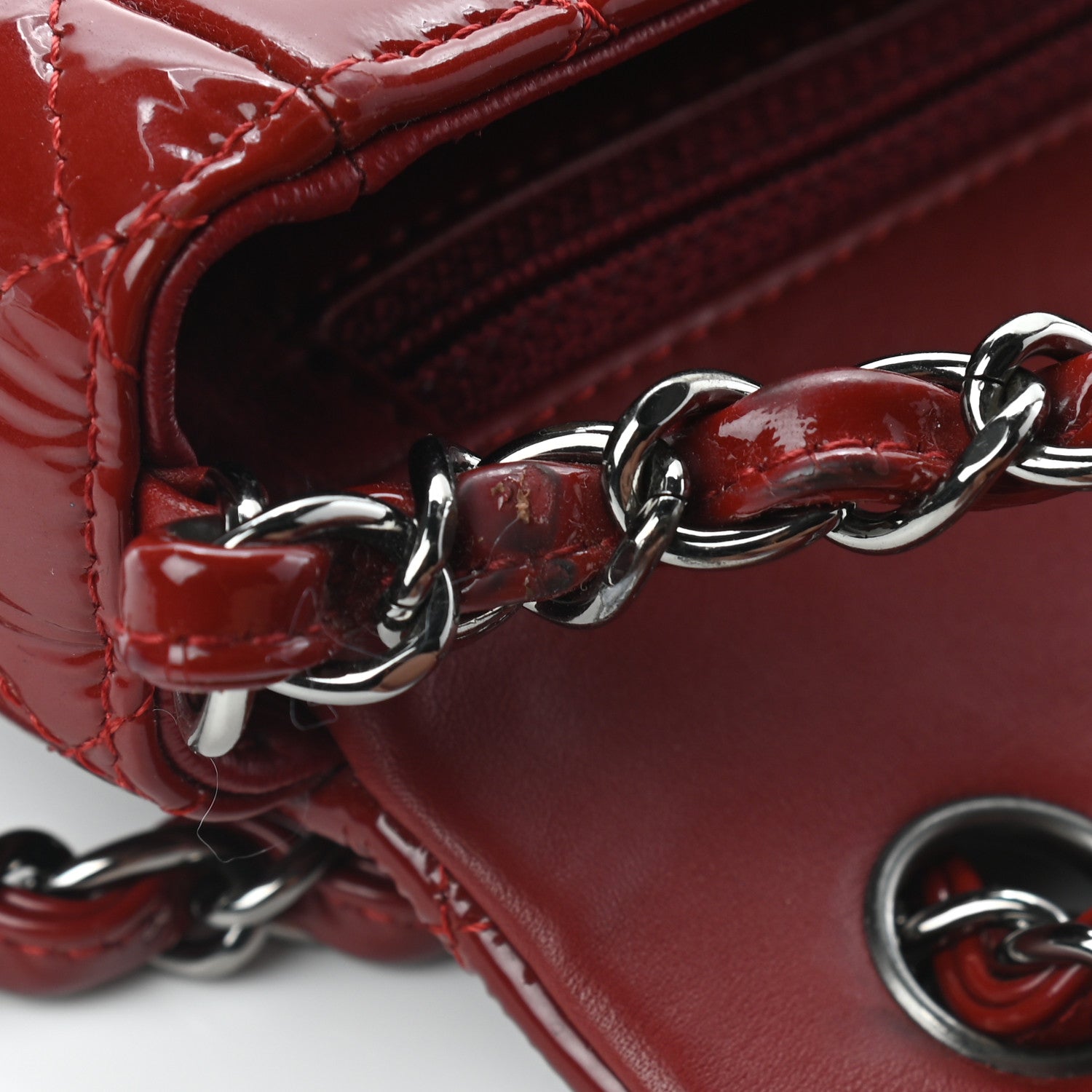 Chanel Patent Calfskin Quilted Mini Rectangular Flap Red 10 of 10