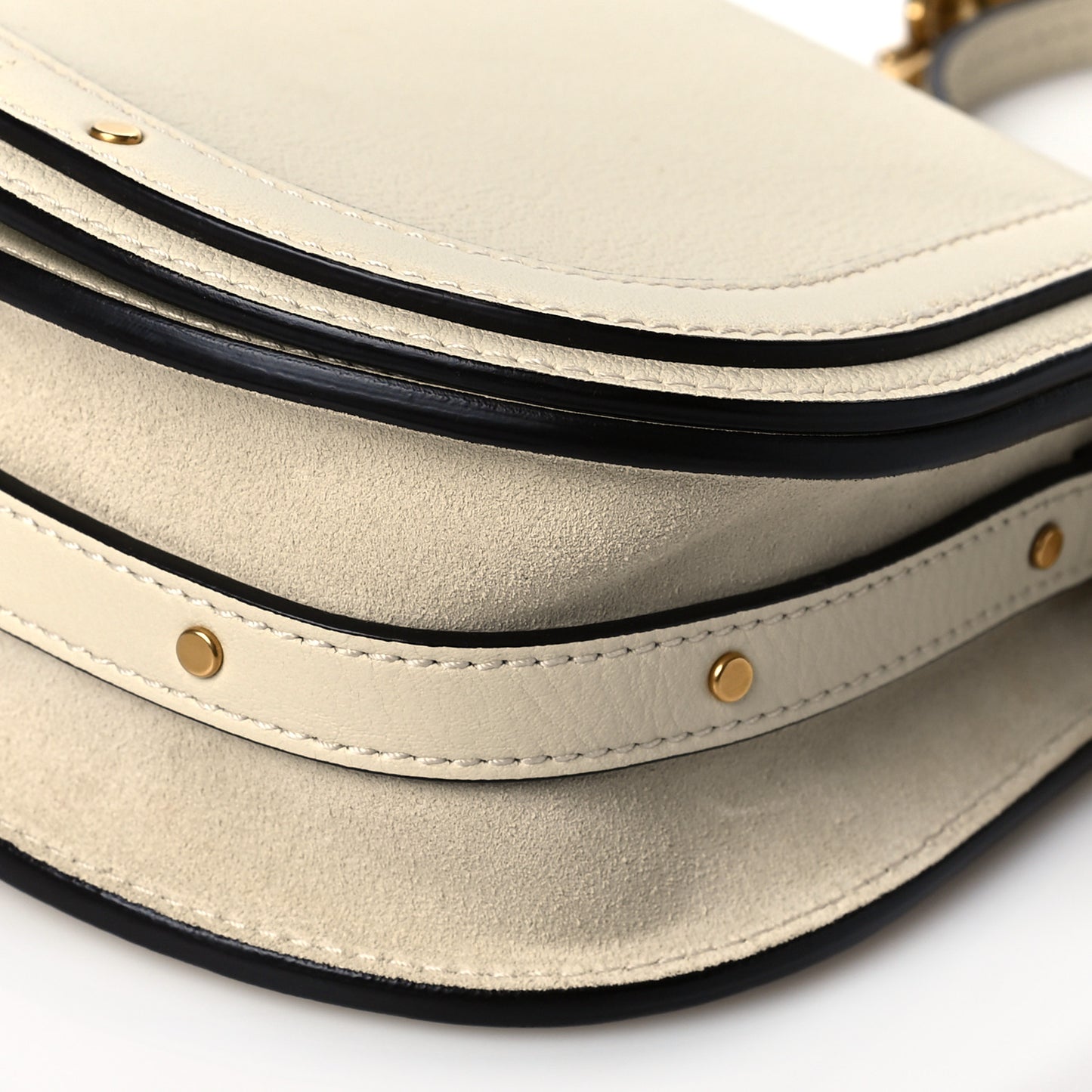 Calfskin Suede Small Nile Bracelet Bag Off White