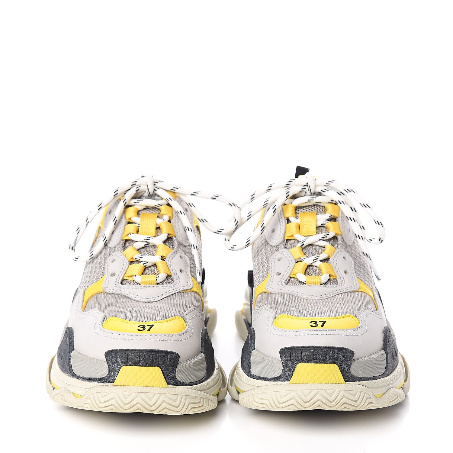 Balenciaga Fabric Mesh Womens Triple S Sneakers 37 Yellow Grey White 2 of 8