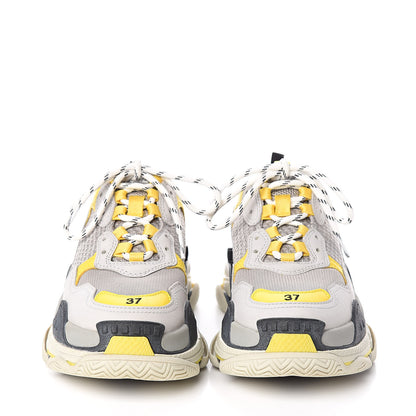 Balenciaga Fabric Mesh Womens Triple S Sneakers 37 Yellow Grey White 2 of 8