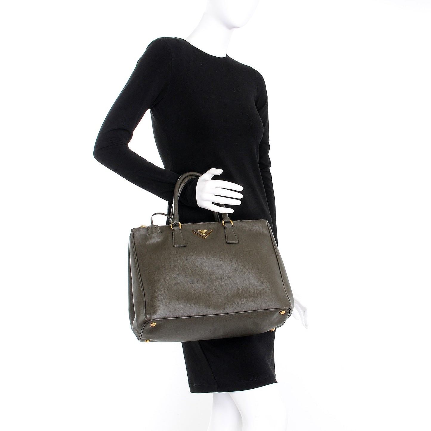 Saffiano Large Galleria Double Zip Tote Militare