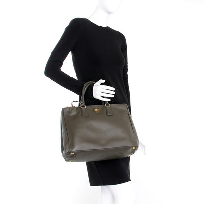 Prada Saffiano Large Galleria Double Zip Tote Militare 2 of 10