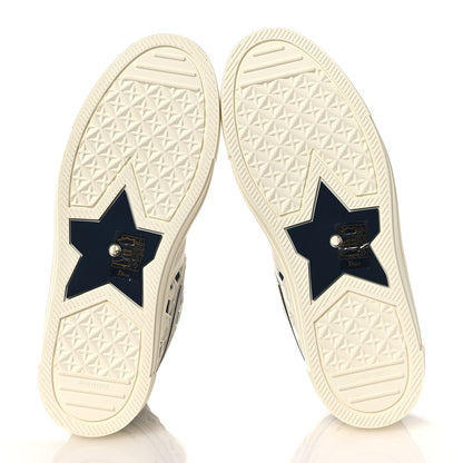 Christian Dior Canvas Calfskin Walk'N'Dior Star High Top Sneakers 38 White Deep Blue 7 of 11