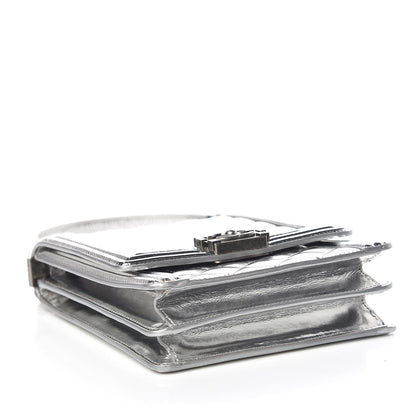 Chanel Metallic Goatskin Quilted North South Boy Flap Silver 4 of 10
