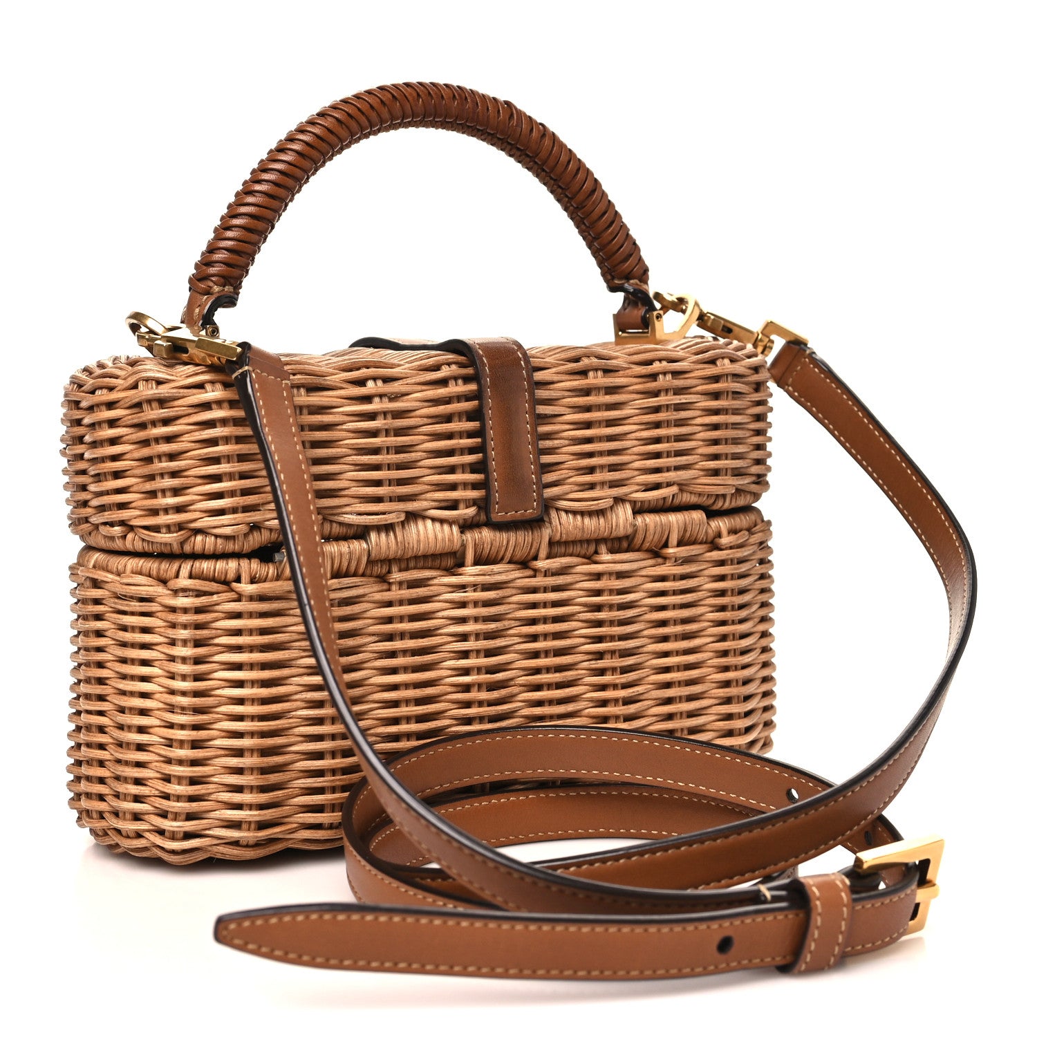 Saint Laurent Wicker Gaby Vanity Bag Natural Brick 1891227