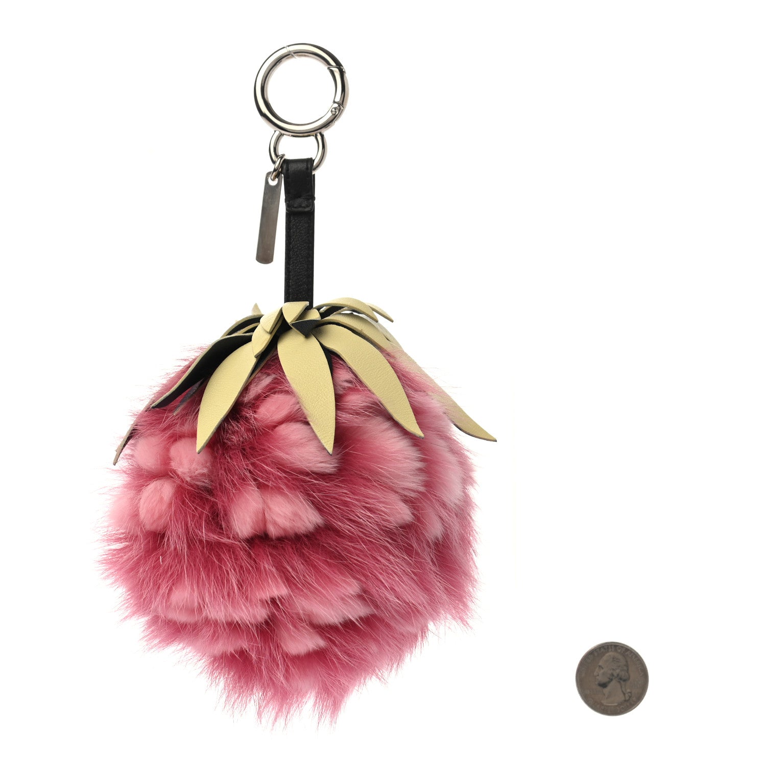 Fendi Fox Rabbit Fur Nappa Pineapple Bag Charm Rosa Scuro Banana Multicolor 2 of 4