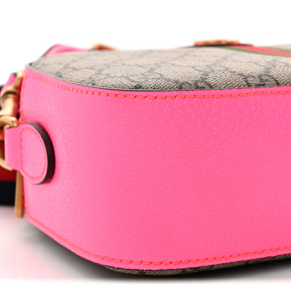 Gucci GG Supreme Monogram Textured Dollar Calfskin Web Ophidia Small Crossbody Bag Beige Ebony Fuchsia 9 of 10