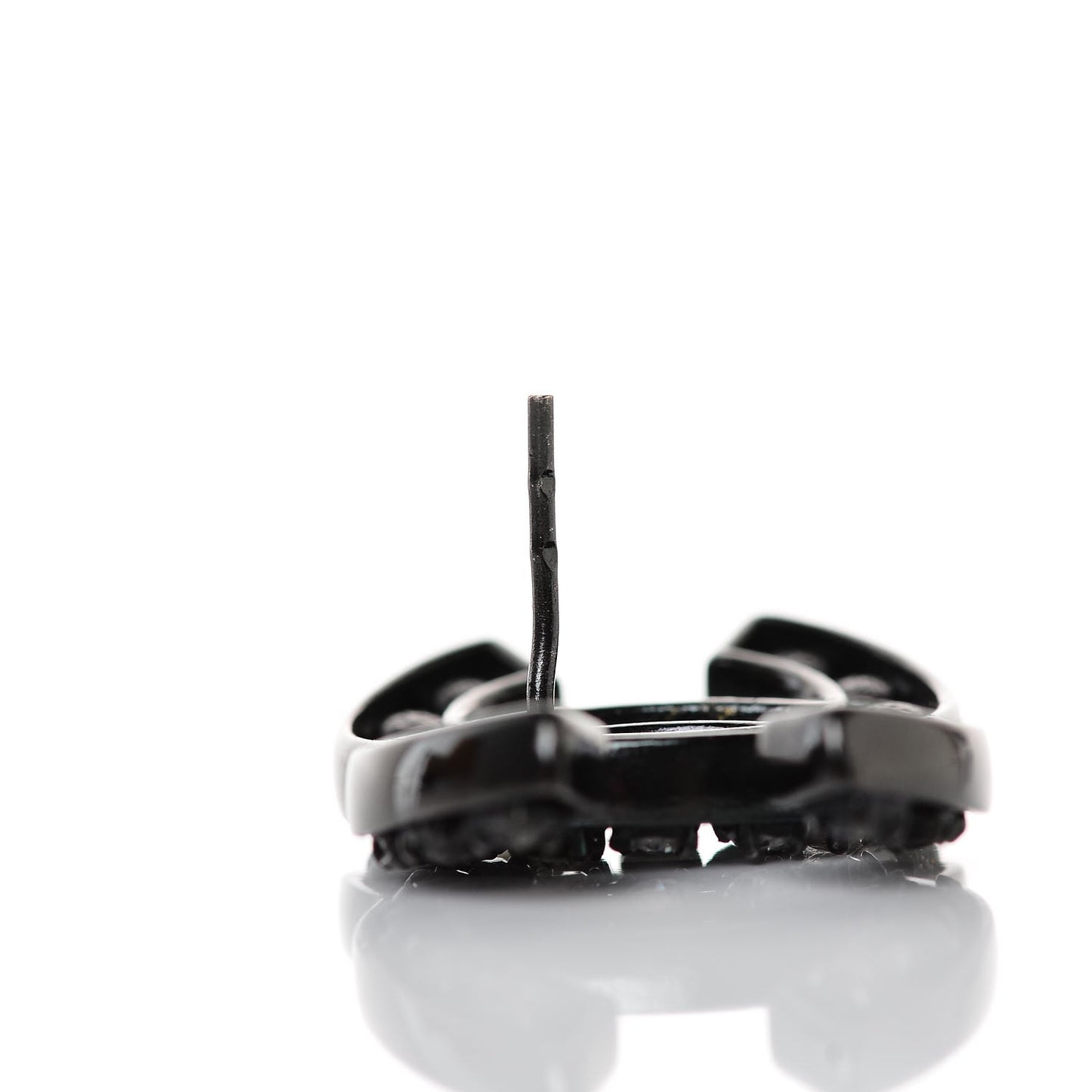 Crystal CC Earrings Black Silver