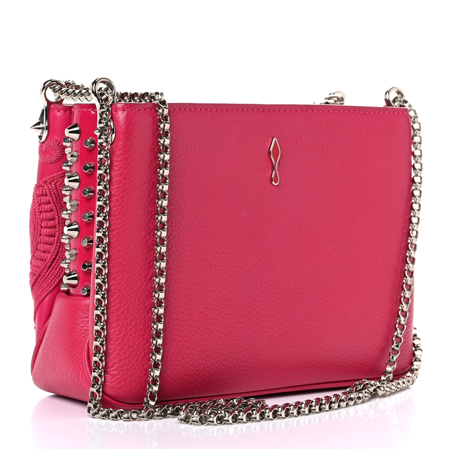 Calfskin Small Triloubi Embroidered Studded Chain Bag Pink