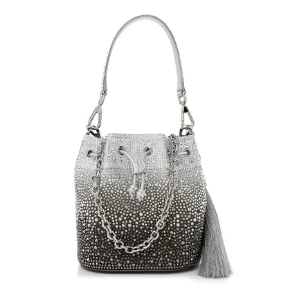 Judith Leiber Satin Crystal Embellished Piper Bucket Gradient Platinum 1 of 10