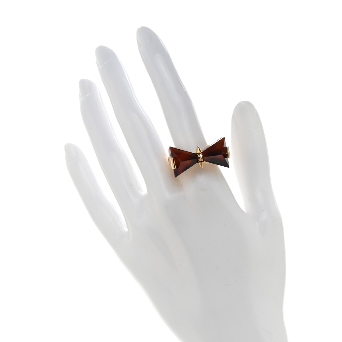 Resin Spiky Bow Ring L Tortoise