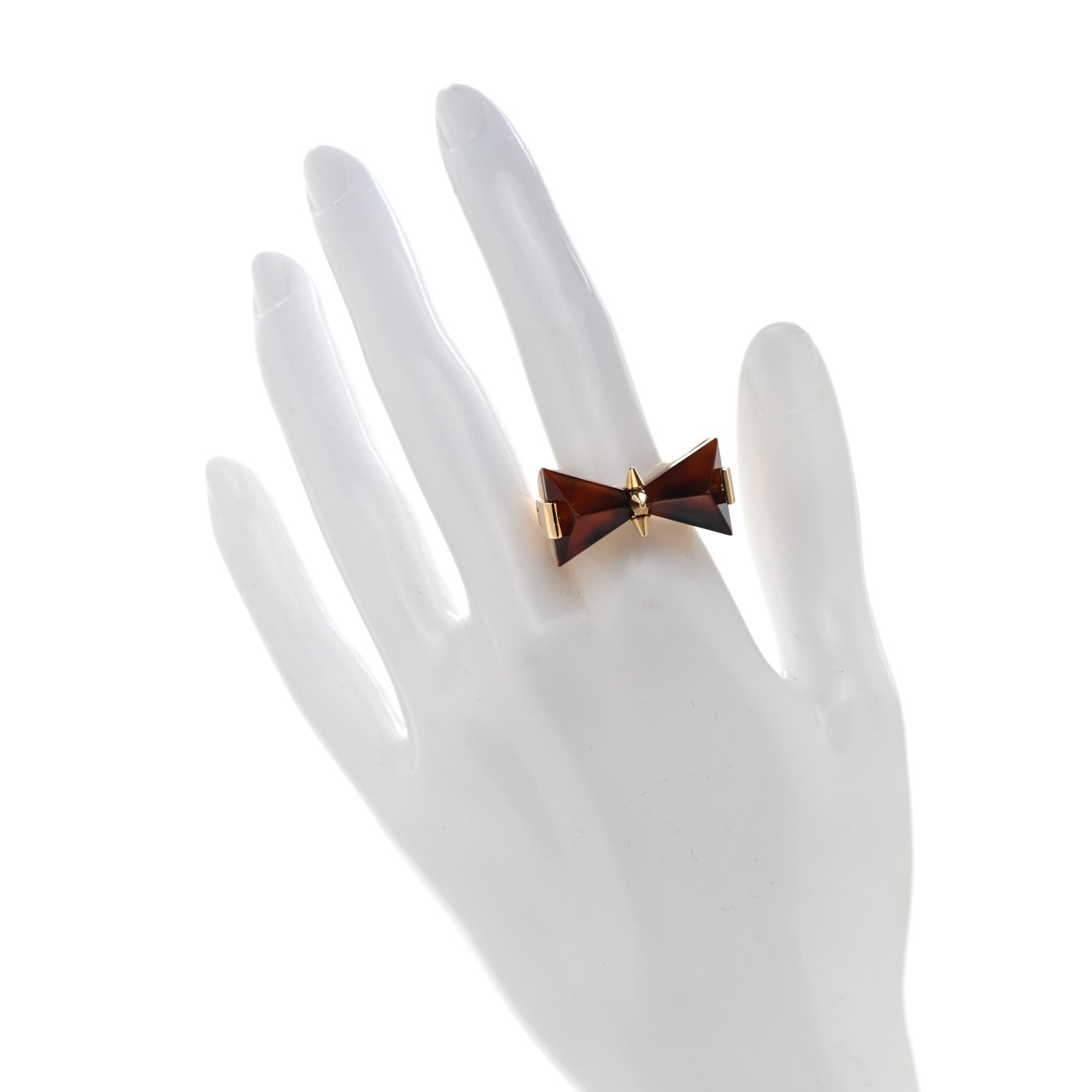 Louis Vuitton Resin Spiky Bow Ring L Tortoise 2 of 5