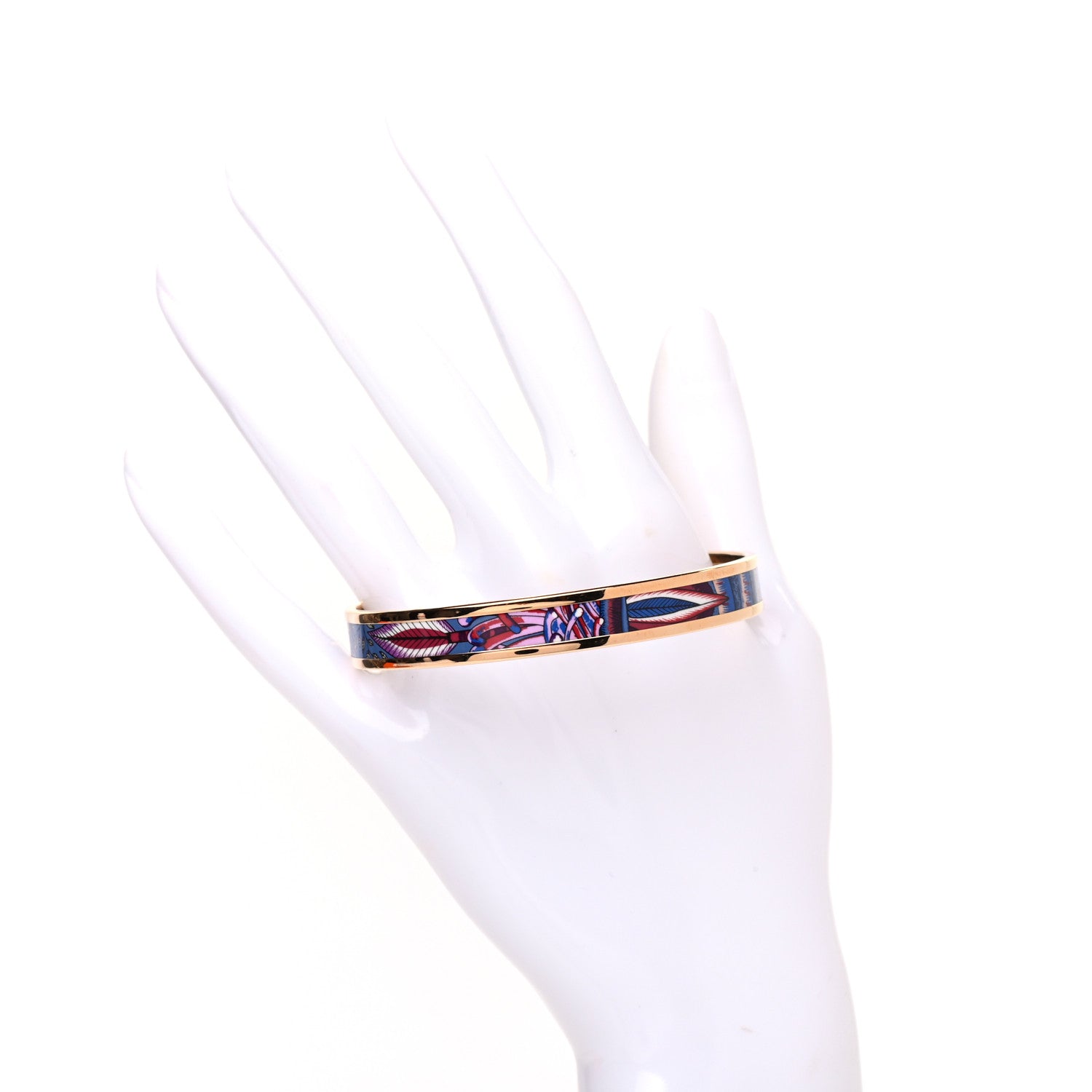 Hermes Enamel Printed Narrow La Marche de Savana Bracelet 62 Surnaturel 2 of 5