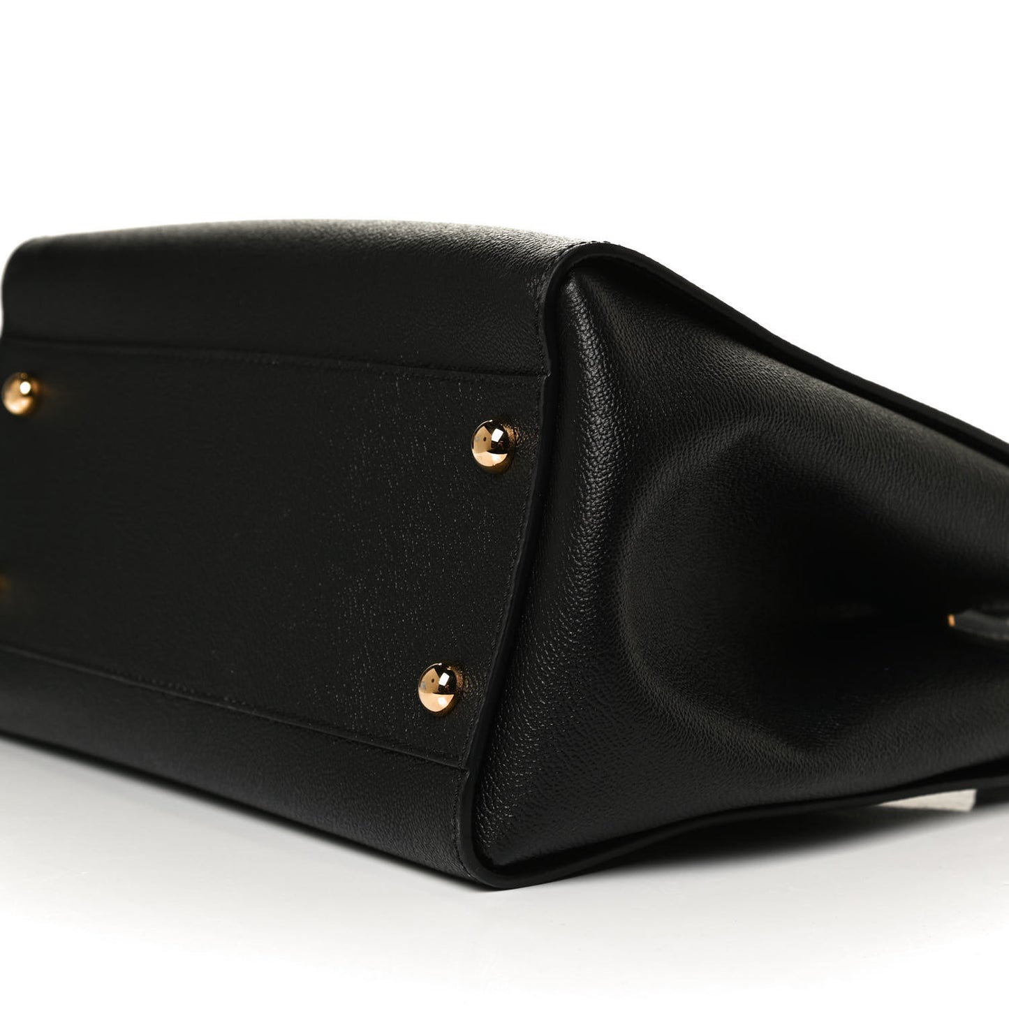 Soft Grain Calfskin Medium Buckle Tote Black