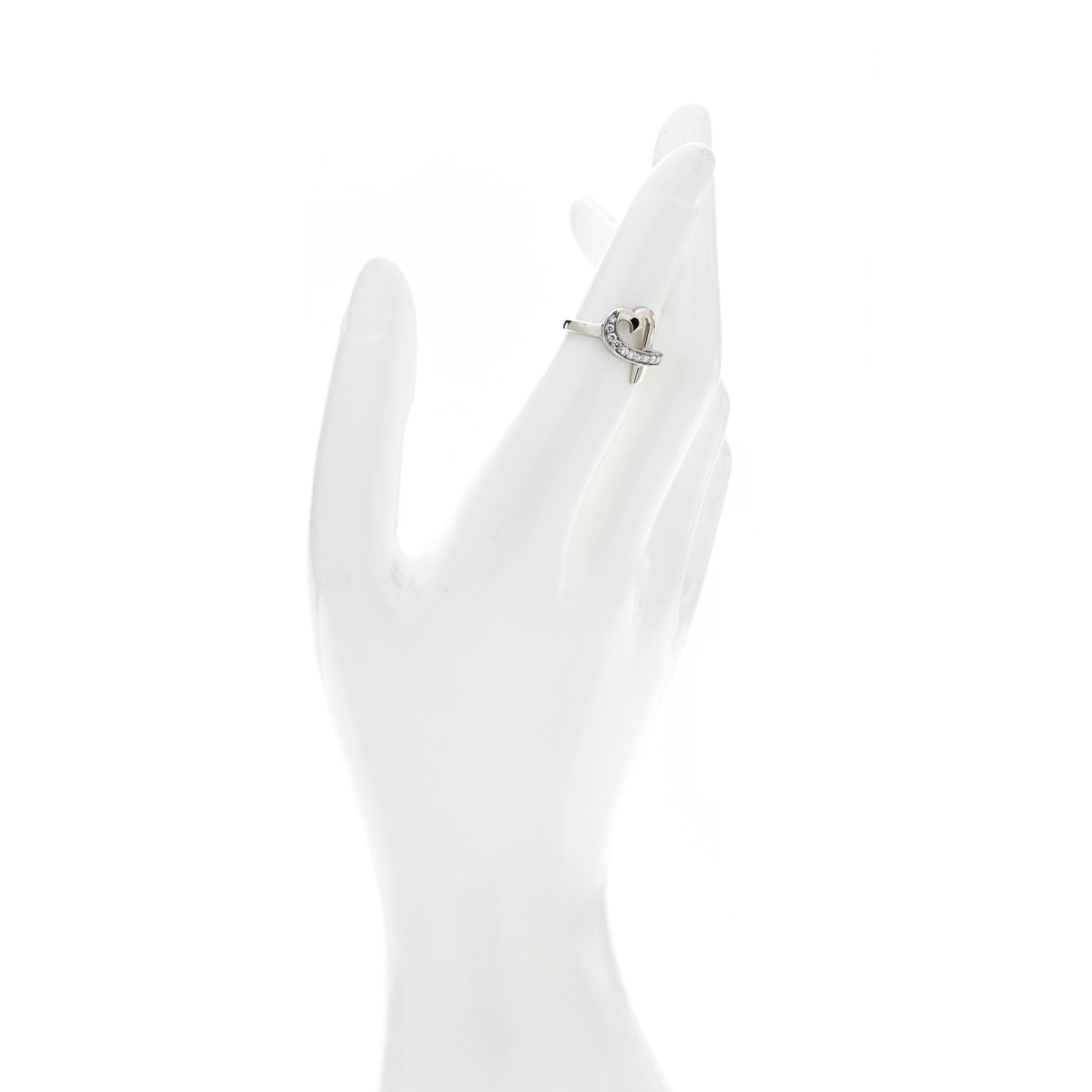 Tiffany 18K White Gold Diamond Paloma Picasso Loving Heart Ring 49 5 4 of 10