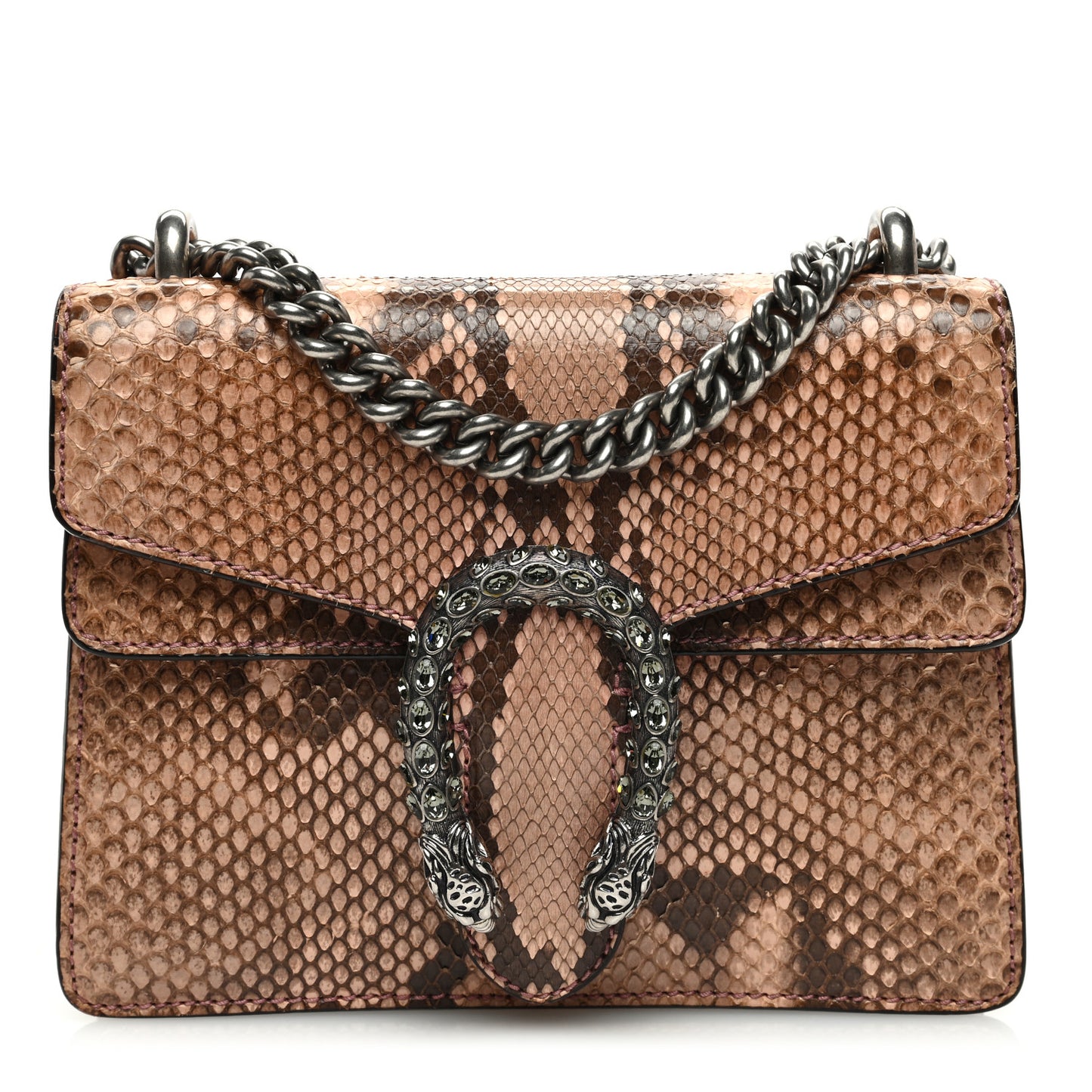 SnakeskinCrystal Mini Dionysus Shoulder Bag Pastel Pink