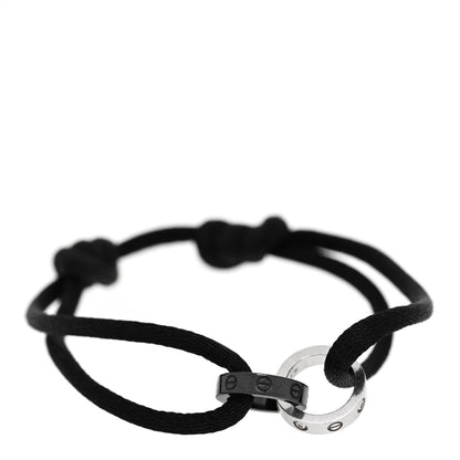 Cartier 18K White Gold Ceramic 4 Diamond LOVE Cord Bracelet Black 1 of 4