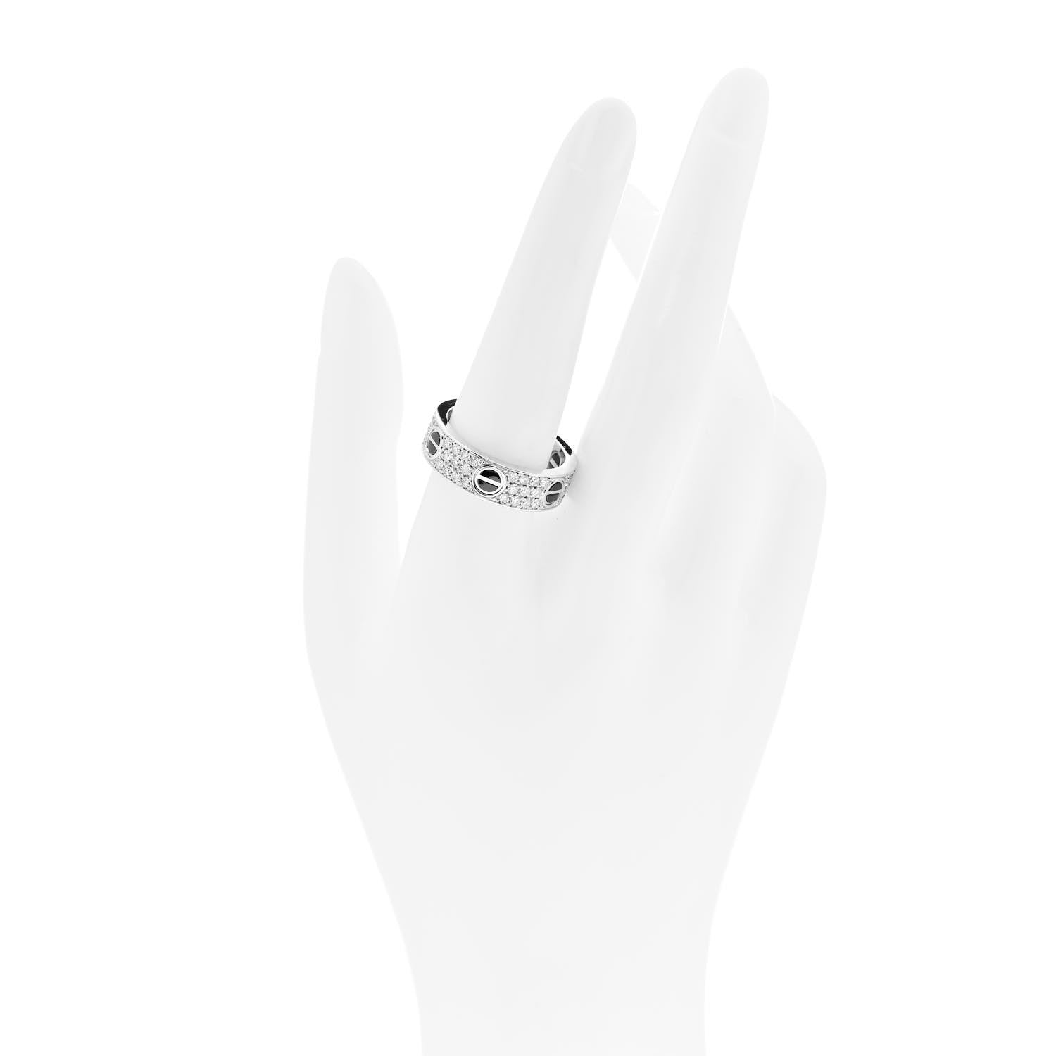 Cartier 18K White Gold Diamond Ceramic LOVE Paved Ring 59 8.75 2 of 4