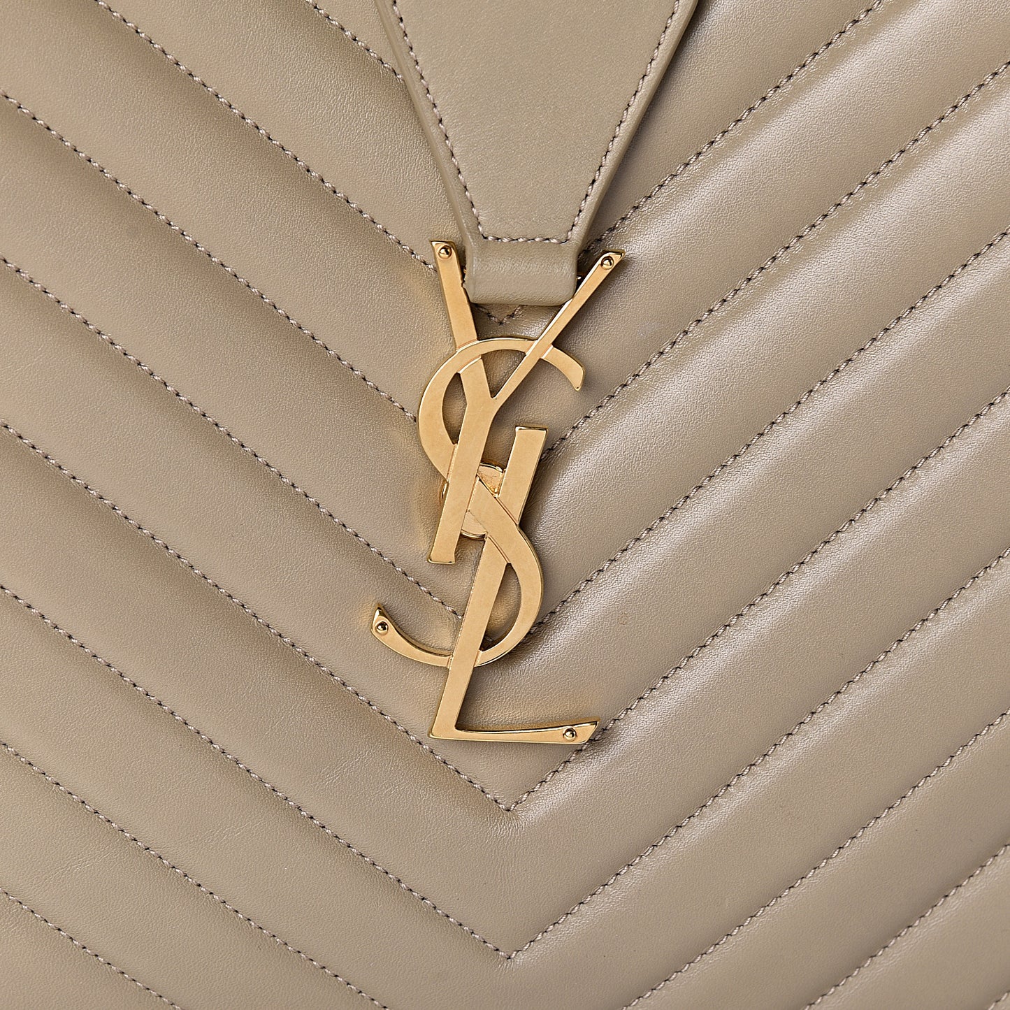 Lambskin Matelasse Chevron Monogram Shopping Bag Dark Beige