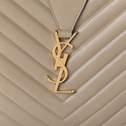 Saint Laurent Lambskin Matelasse Chevron Monogram Shopping Bag Dark Beige 10 of 10