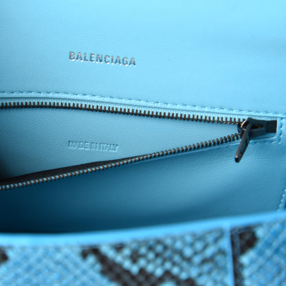 Balenciaga Shiny Calfskin Python Effect Small Hourglass Top Handle Bag Azur Black 9 of 10