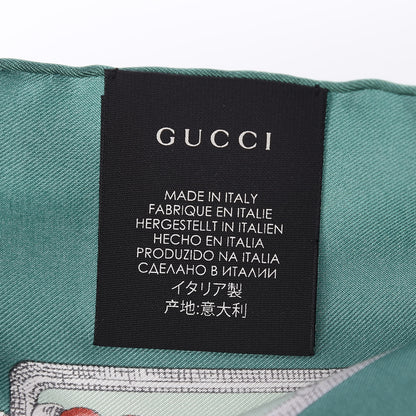 Gucci Silk Twill Wondergardenia Square Scarf Emerald 5 of 5