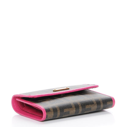 Fendi Zucca Spalmati Vitello Elite Tri-Fold Wallet Tobacco Ciclamino 4 of 10
