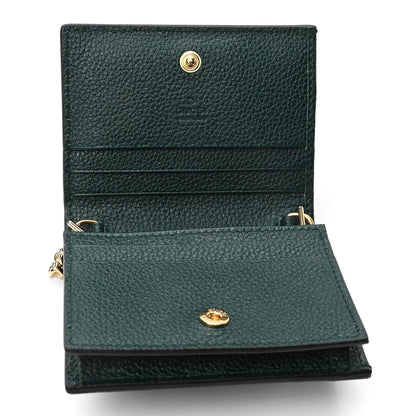 Gucci Grainy Calfskin Zumi Chain Card Case Wallet Vintage Green 6 of 8