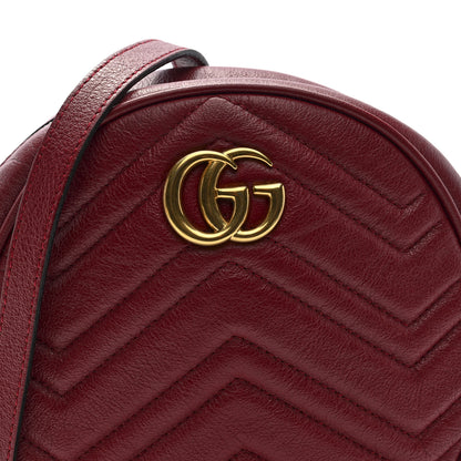 Gucci Glazed Calfskin Matelasse Heart Mini GG Marmont Round Shoulder Bag Romantic Cerise 8 of 10