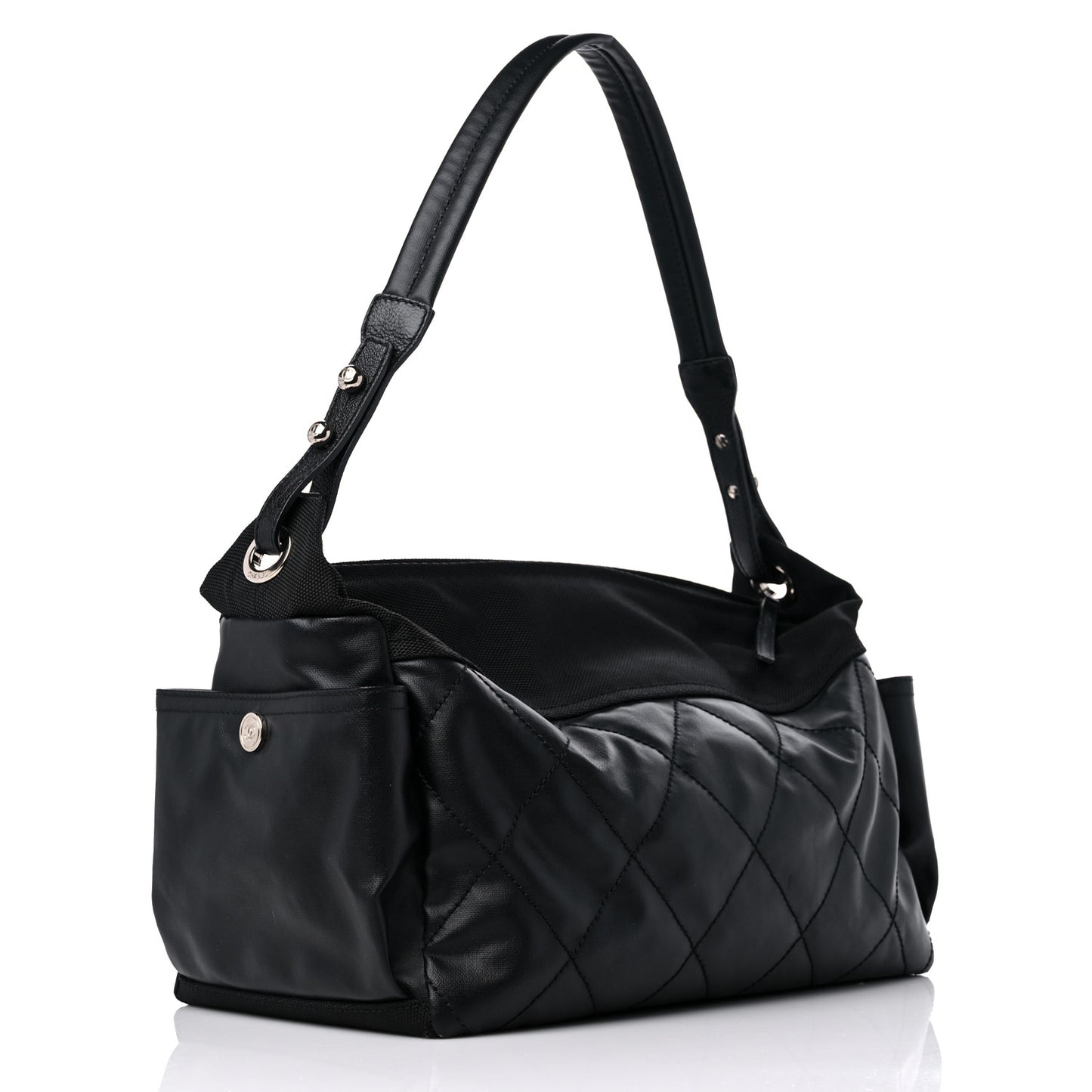 Coated Canvas Paris Biarritz Hobo Black