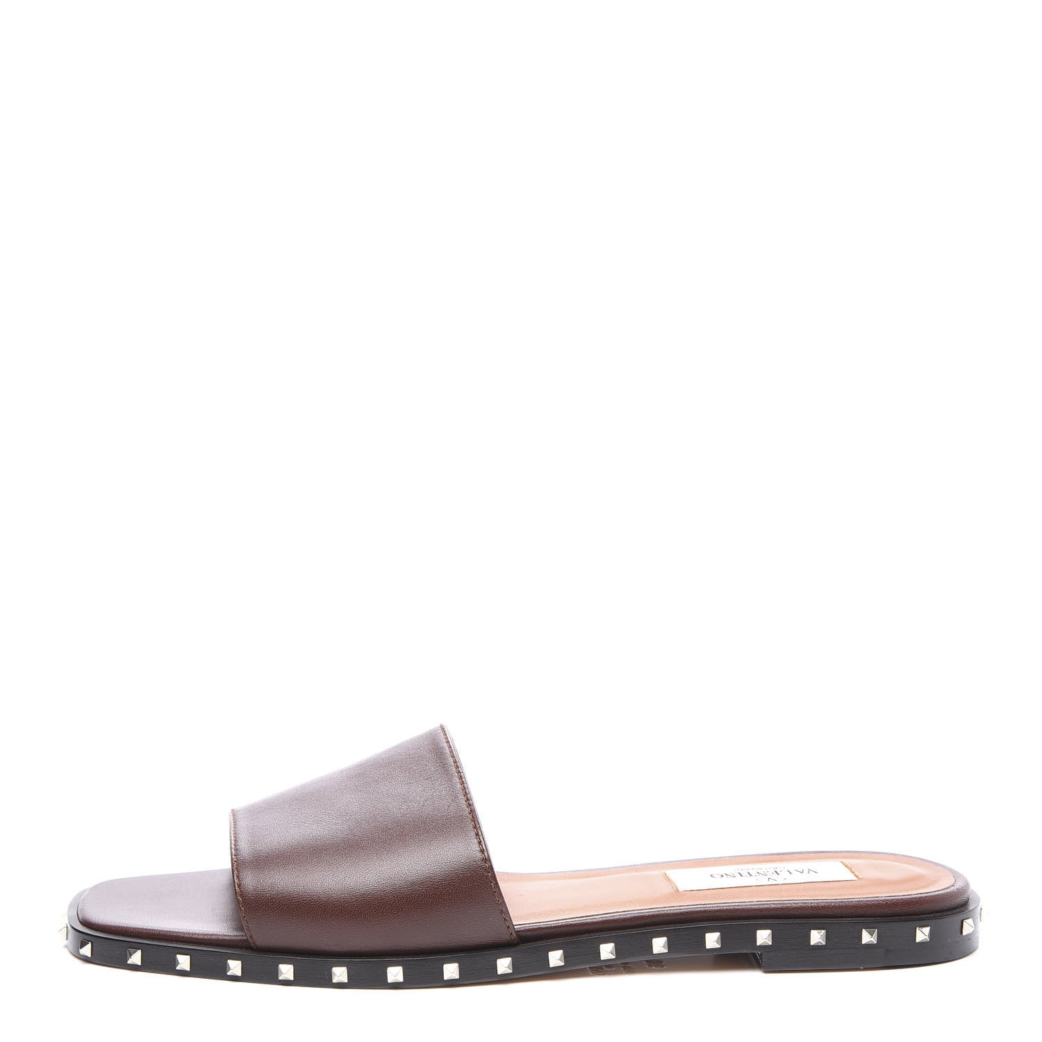 Valentino Garavani Nappa Soul Rockstud Flat Slide Sandals 36 Brown 1 of 10