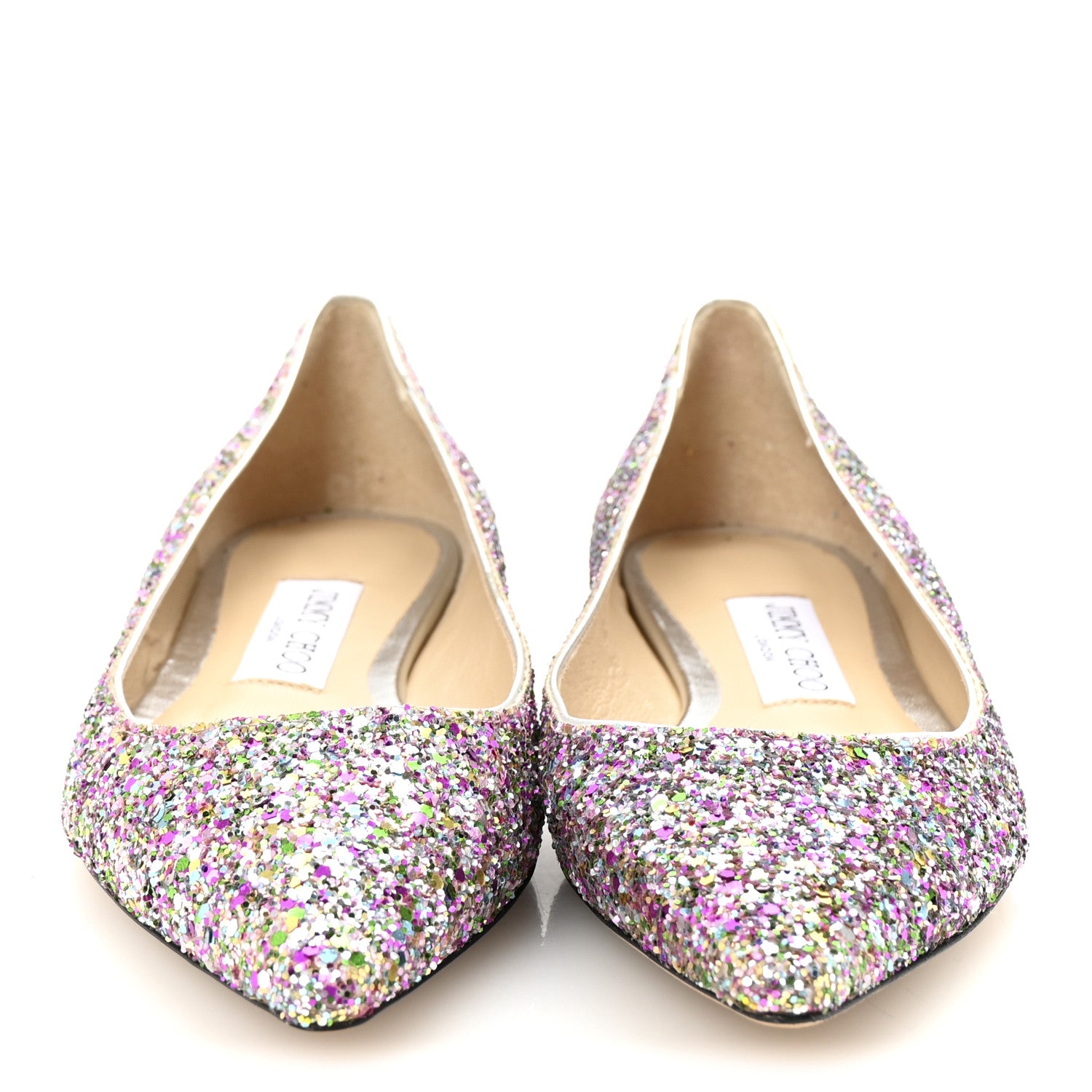 Jimmy Choo Glitter Romy Flats 36.5 Silver Multicolor 1749239