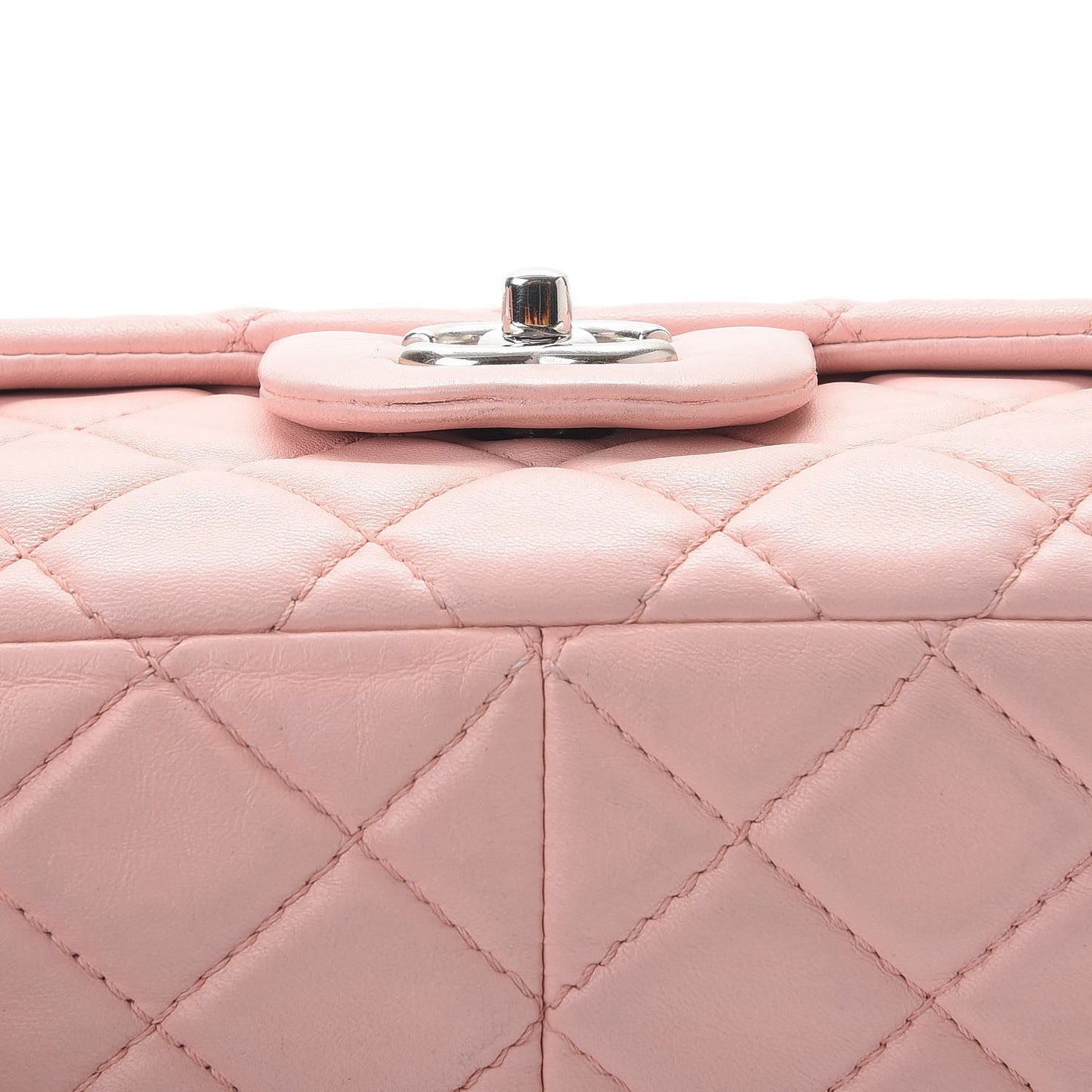 Lambskin Quilted Jumbo Single Flap Light Pink