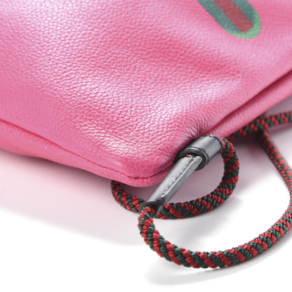 Gucci Grained Calfskin Logo Drawstring Backpack Box Pink Green Black 8 of 8