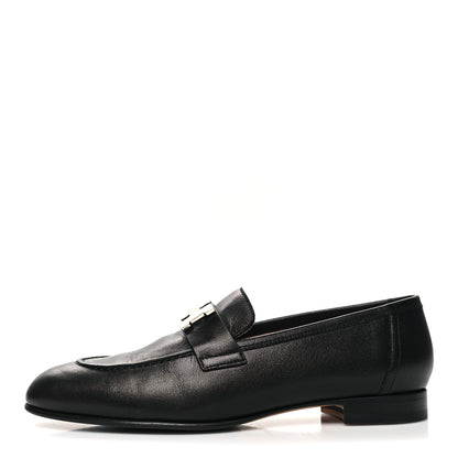 Hermes Goatskin Womens Paris Loafers 38 Black 1 of 10